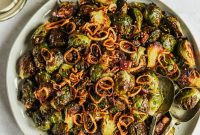 Crispy Caramelized Brussels Sprouts with Bacon and Balsamic Glaze