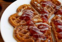 Pumpkin Waffles with Prickly Pear Cactus Jam and Condensed Milk