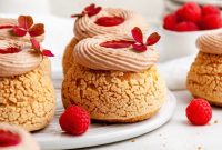 Craquelin Choux Puffs with Raspberry and Nutella Filling