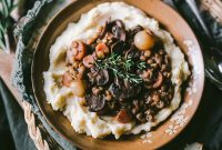 Vegetarian Coq au Vin with Mushrooms and Lentils: Classic Stew Recipe