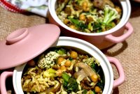 Curried Orzo with Ground Beef, Turmeric & Sweet Sprouting Cauliflower