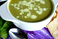Creamy Poblano Soup Recipe with Roasted Corn & Cilantro
