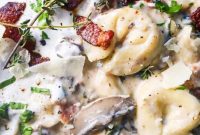 Creamy Bacon, Mushroom & Parmesan Tortellini Soup Recipe