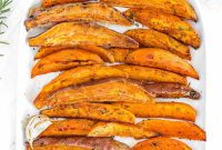 Crispy Roasted Sweet Potato Wedges with Garlic and Herbs