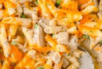 Creamy Chicken Pasta Bake with Crispy Cheese Topping