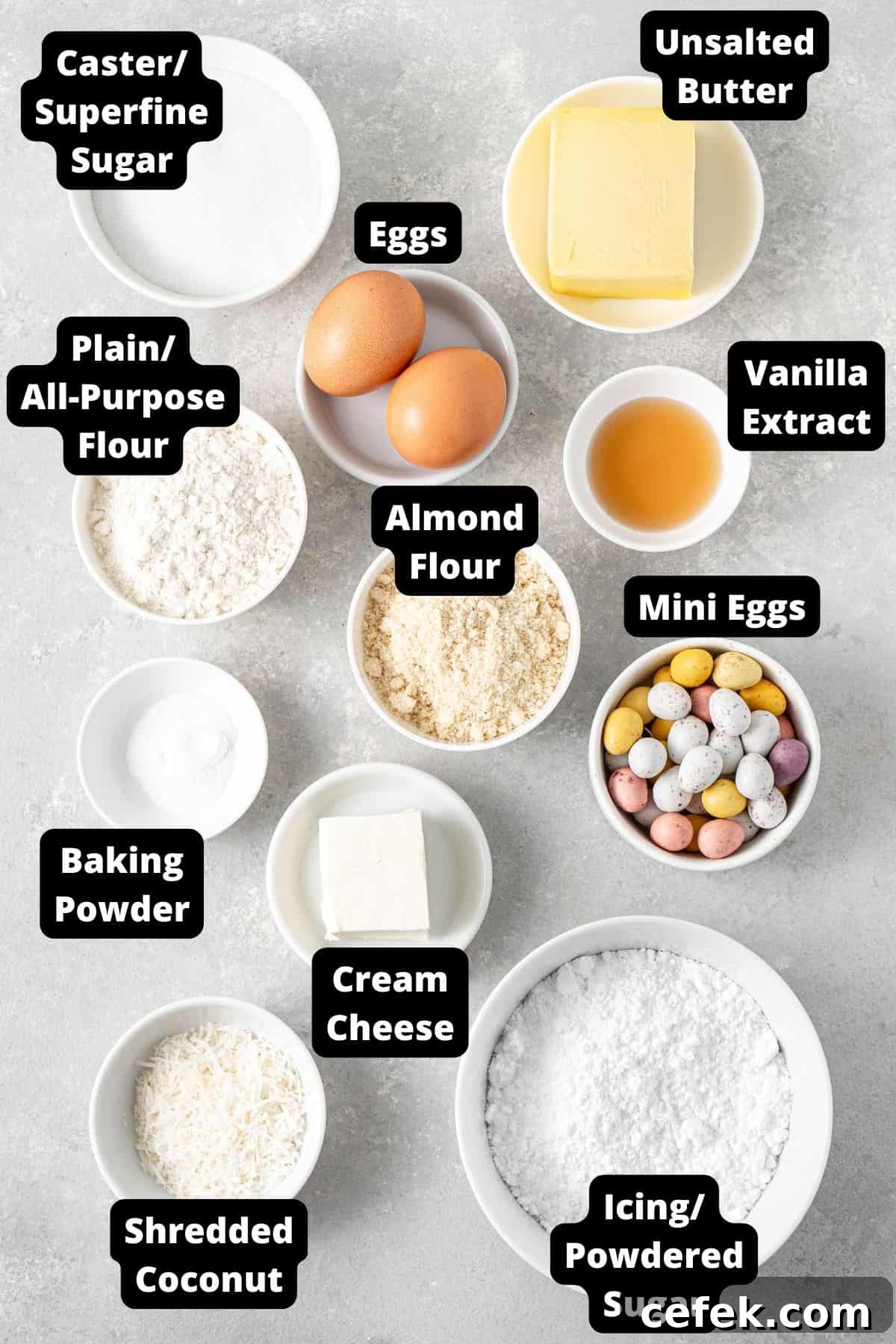 Ingredients in this recipe on a grey background.