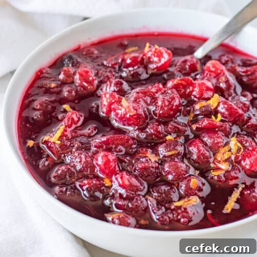 Cranberry sauce in white bowl featured image