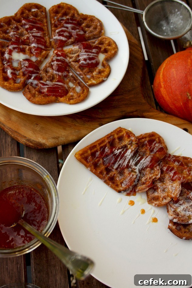 Stack of pumpkin waffles
