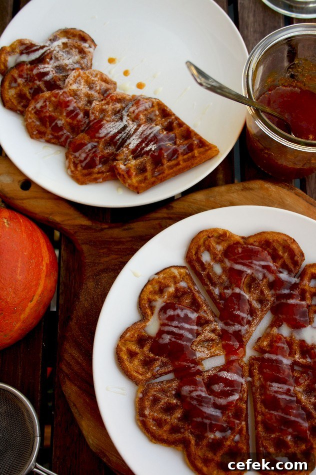 Pumpkin waffles on a plate