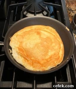 matzo meal pancake in frying pan cooked