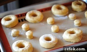 Pumpkin Spice Latte Doughnuts and doughnut holes rising.