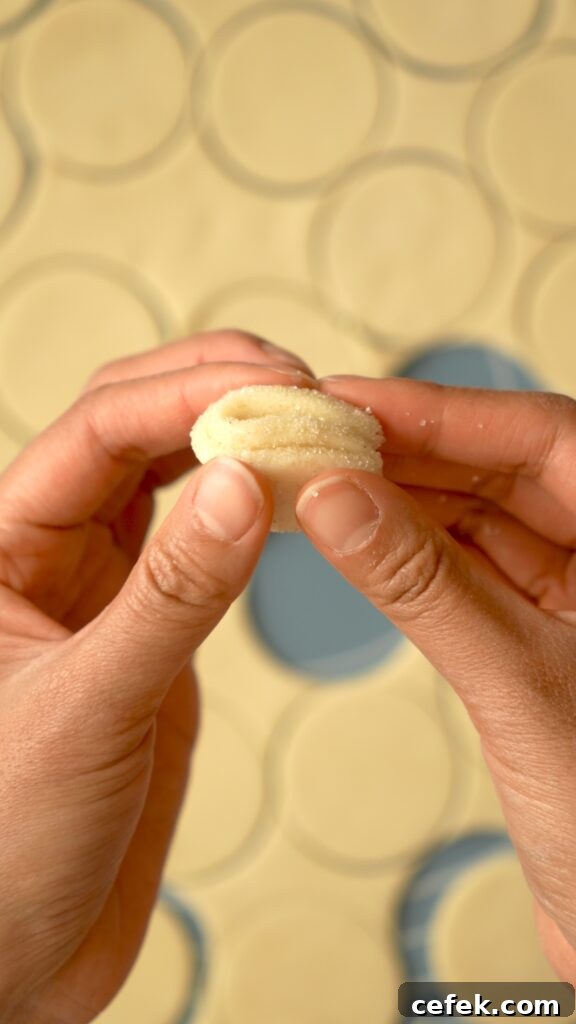 folding the dough circle to make its final form