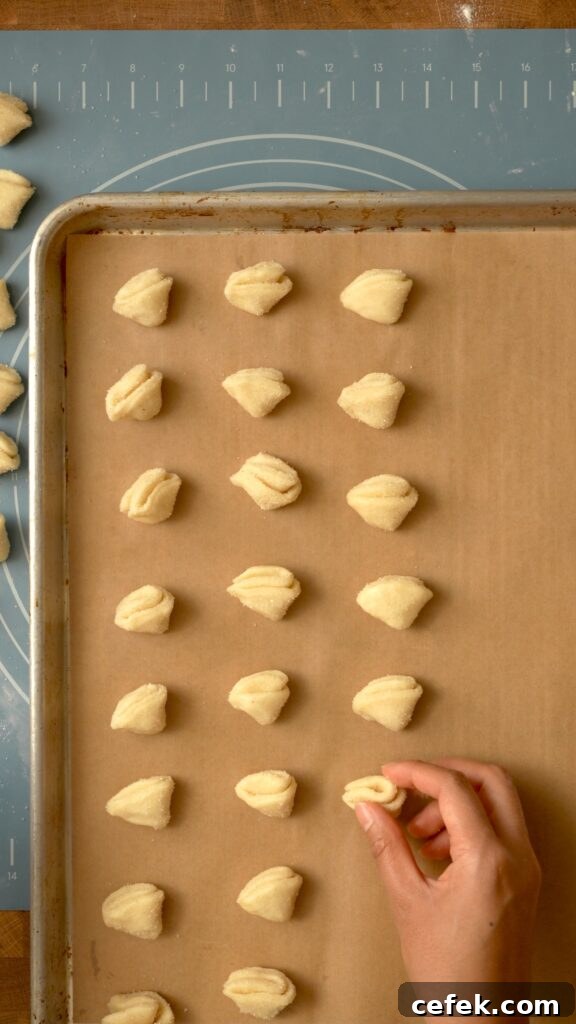 placing korekomki on a baking pan