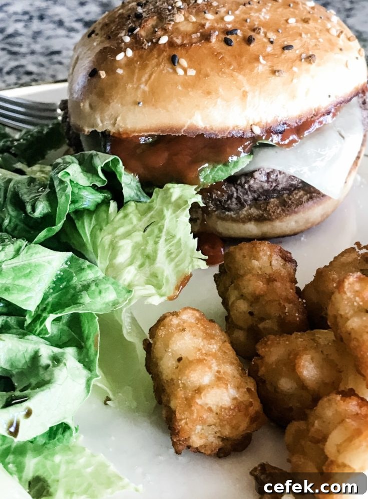 Snake River Farm Burger with tater tots