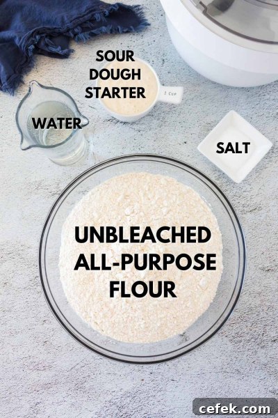 ingredients for overnight sourdough