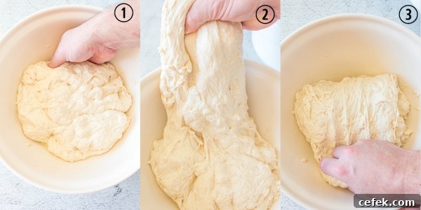 hands folding over dough