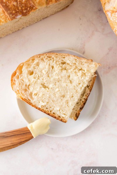 buttered slice of overnight sourdough