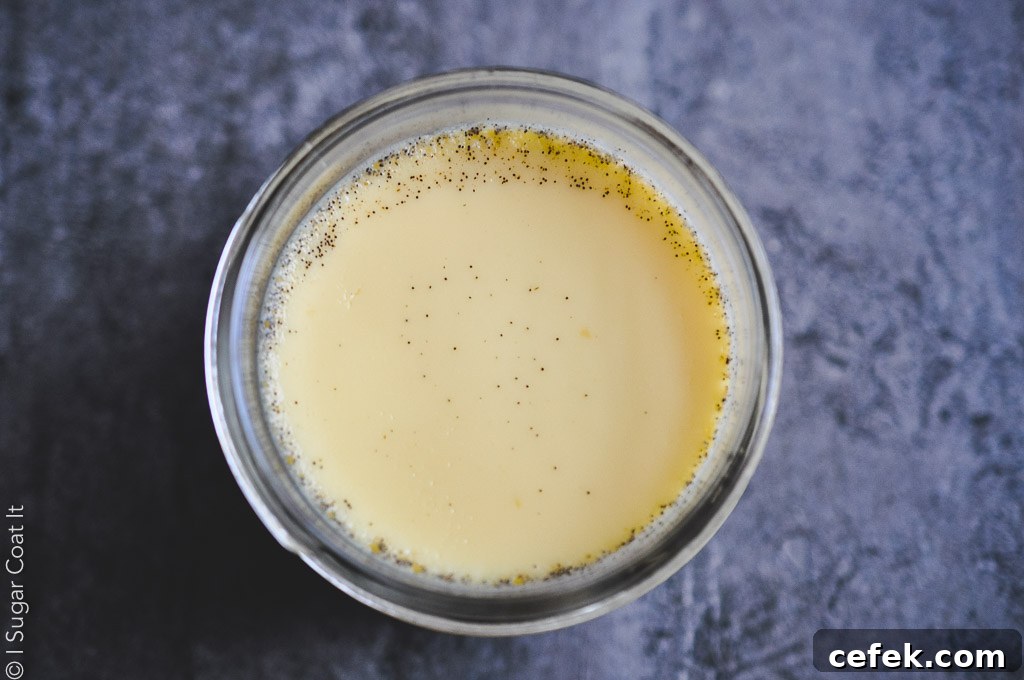 bird's eye view of cooked creme caramel  still in jar | i sugar coat it