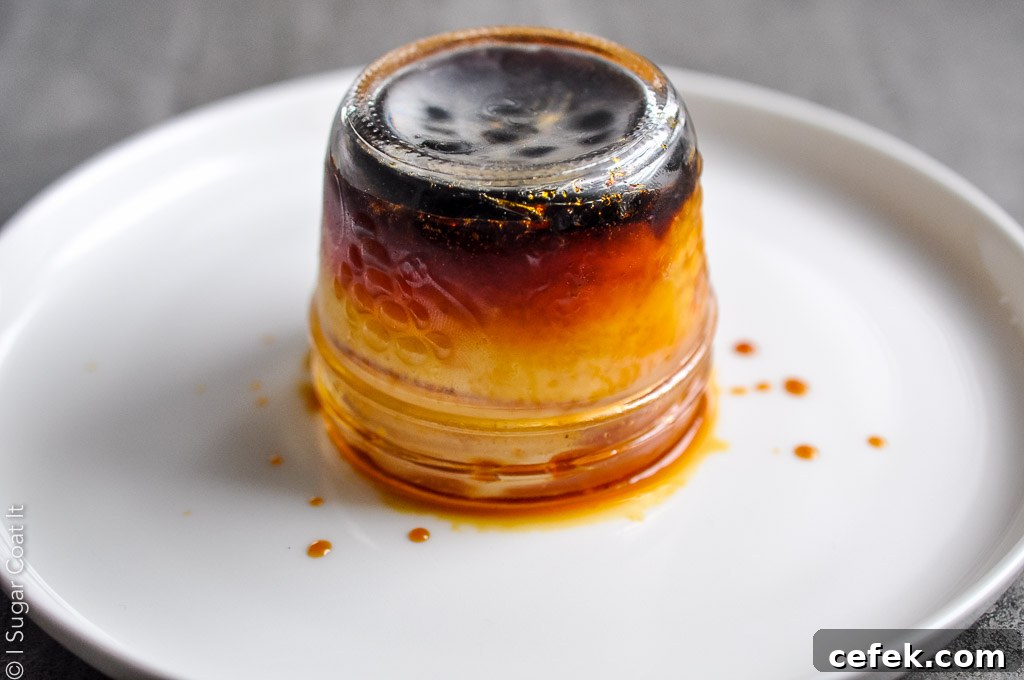 jar inverted on a plate to unmold the creme caramel | i sugar coat it