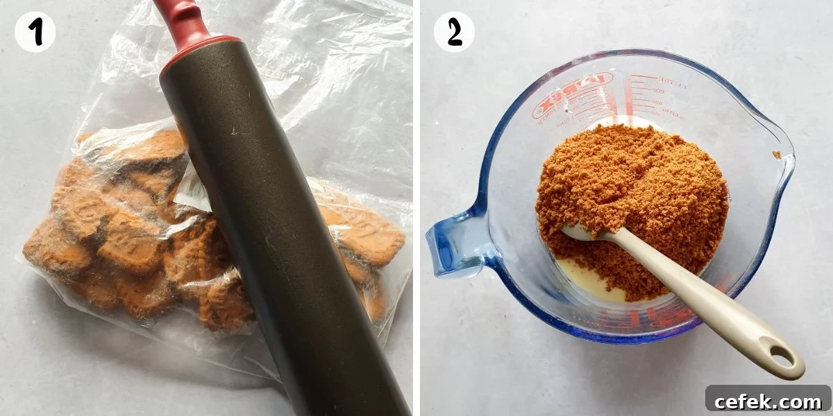 crush biscuits and stir through margarine