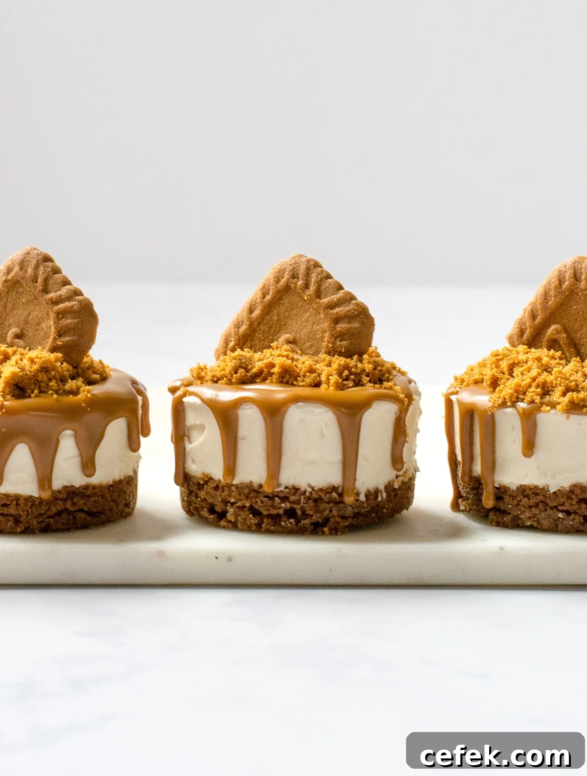 three mini Biscoff Cheesecakes