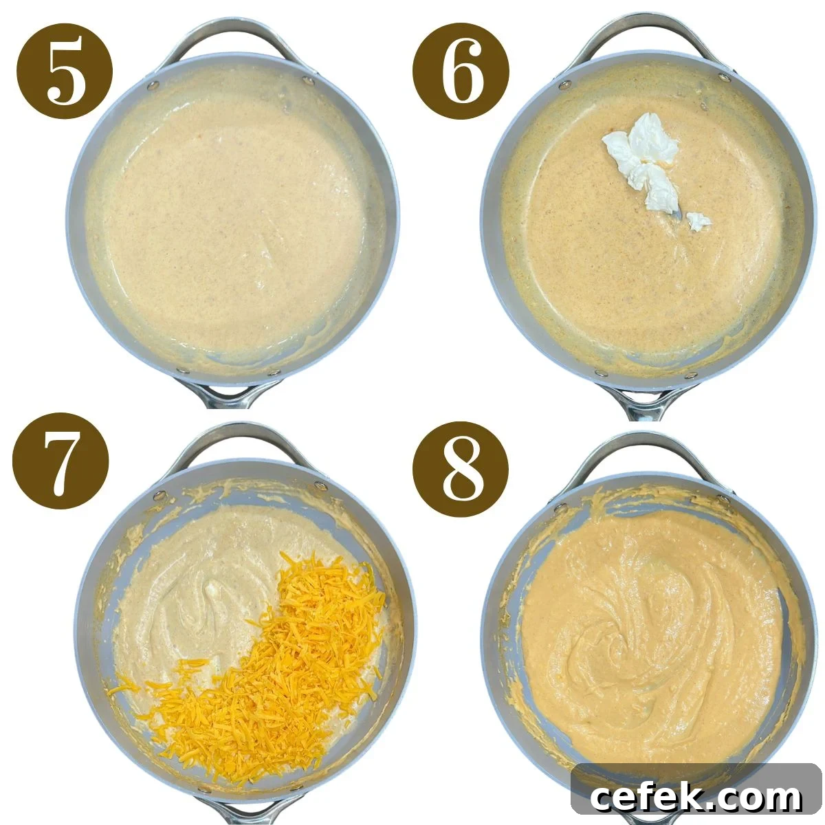 Steps to make mac and cheese muffins.