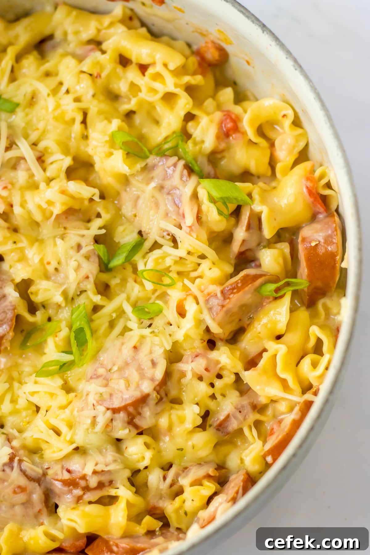 Creamy Sausage Pasta top view