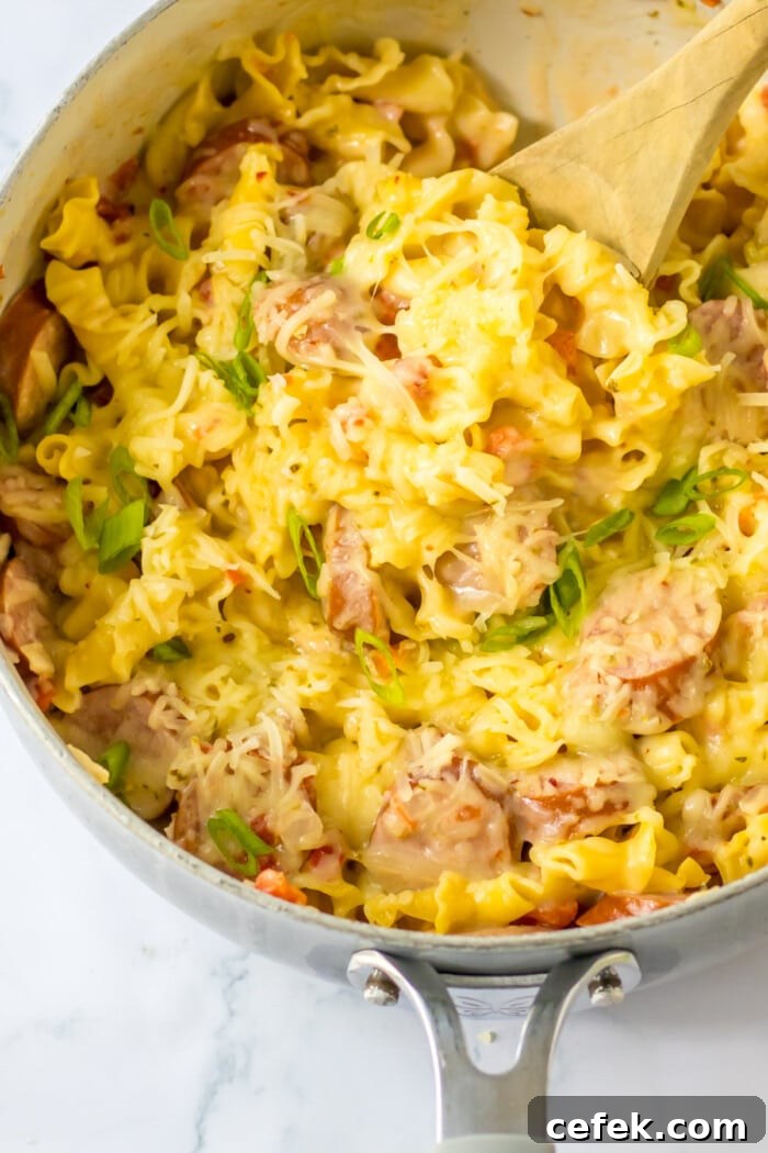 Creamy Sausage Pasta in a pan