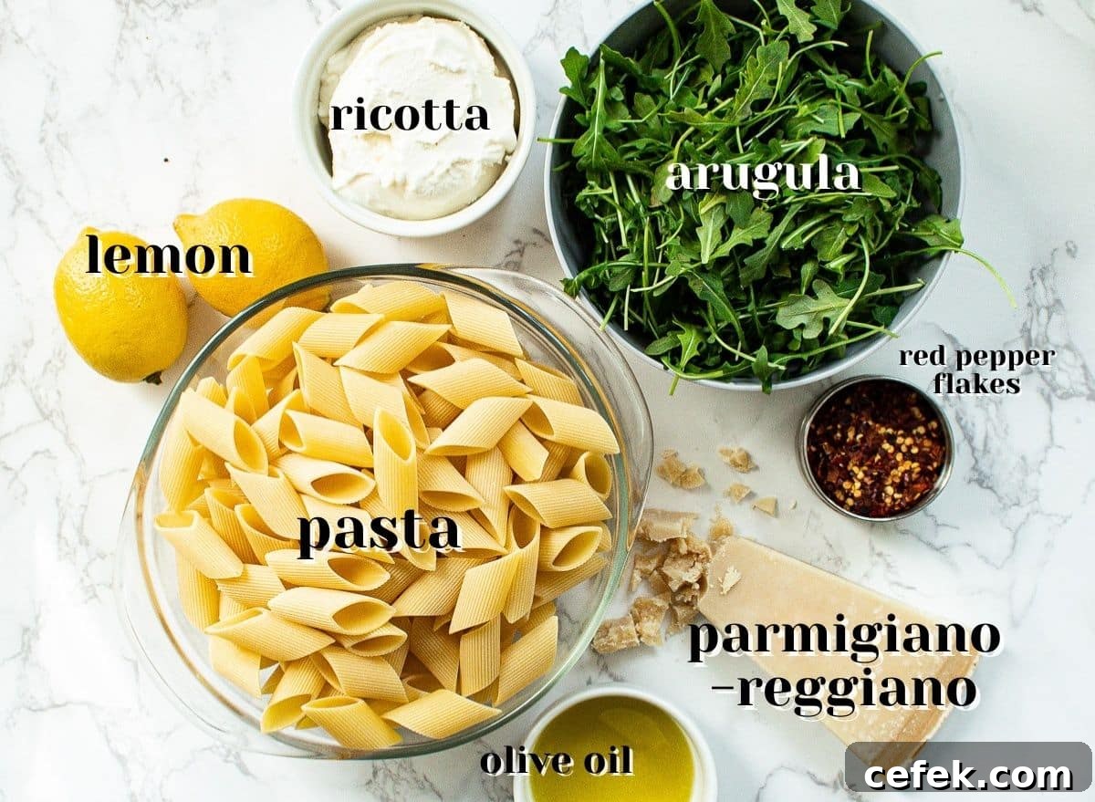 one pot ricotta lemon pasta ingredients