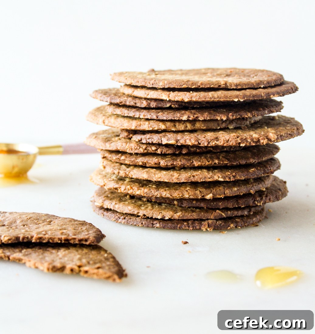 Thin and crispy honey oat crackers without refined sugar
