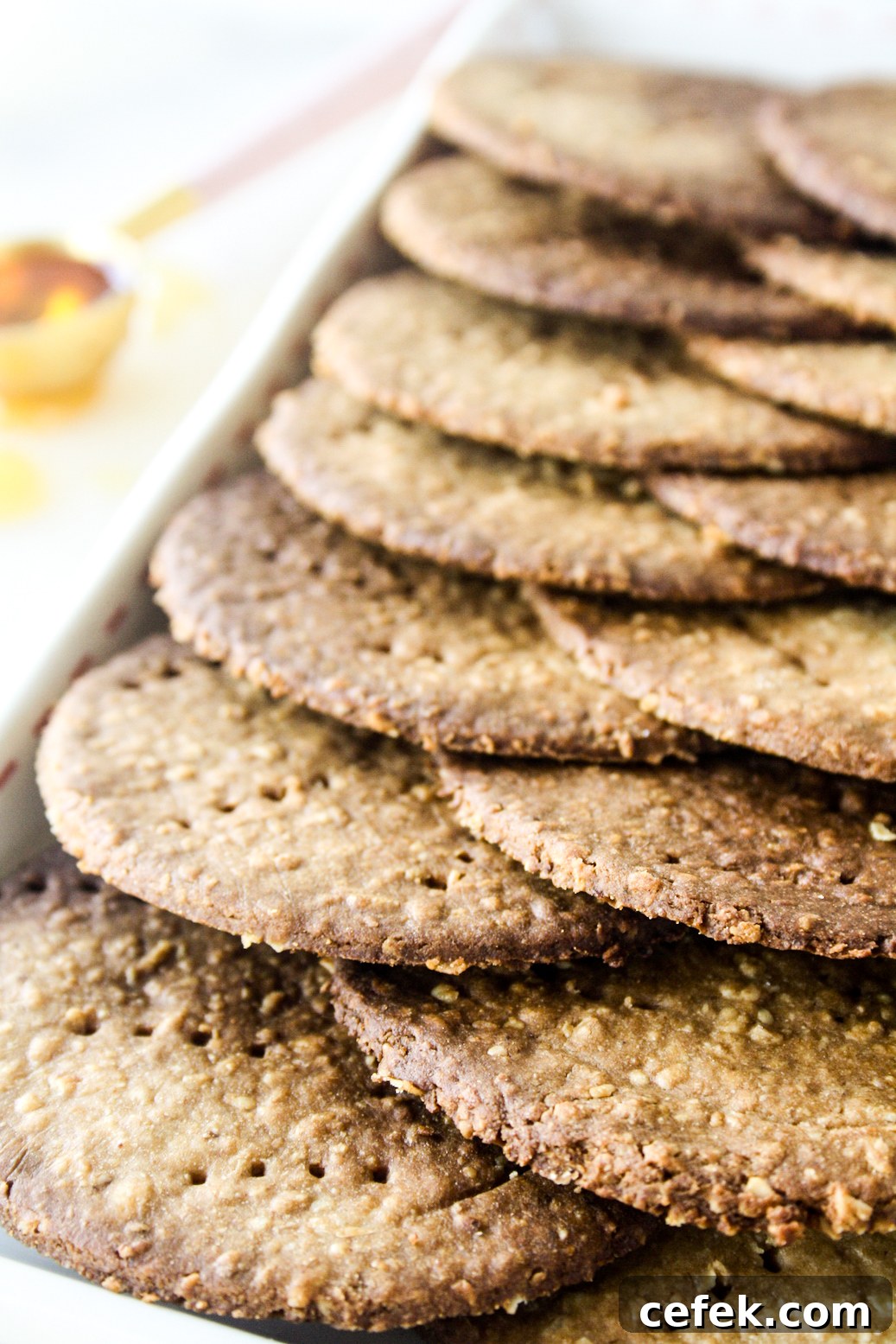 Thin and crispy honey oat crackers without refined sugar