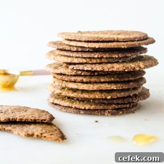 Thin and crispy honey oat crackers without refined sugar