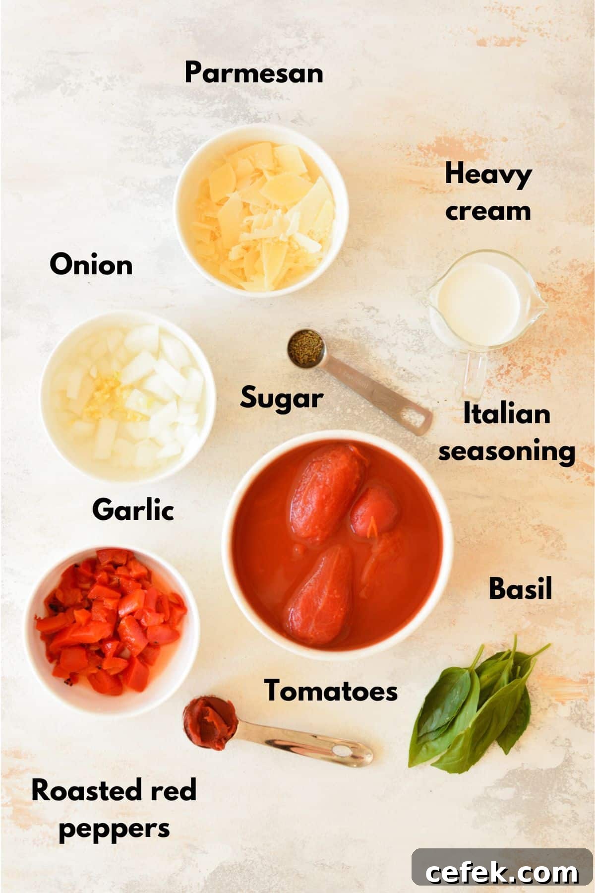 ingredients for pasta pink sauce