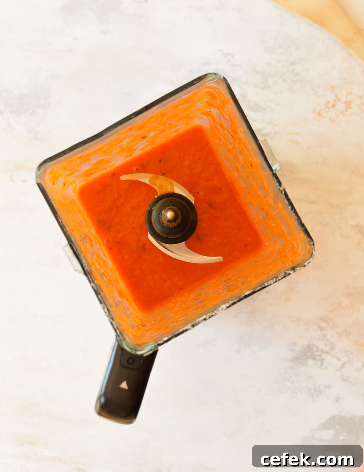 a blender filled with tomato sauce