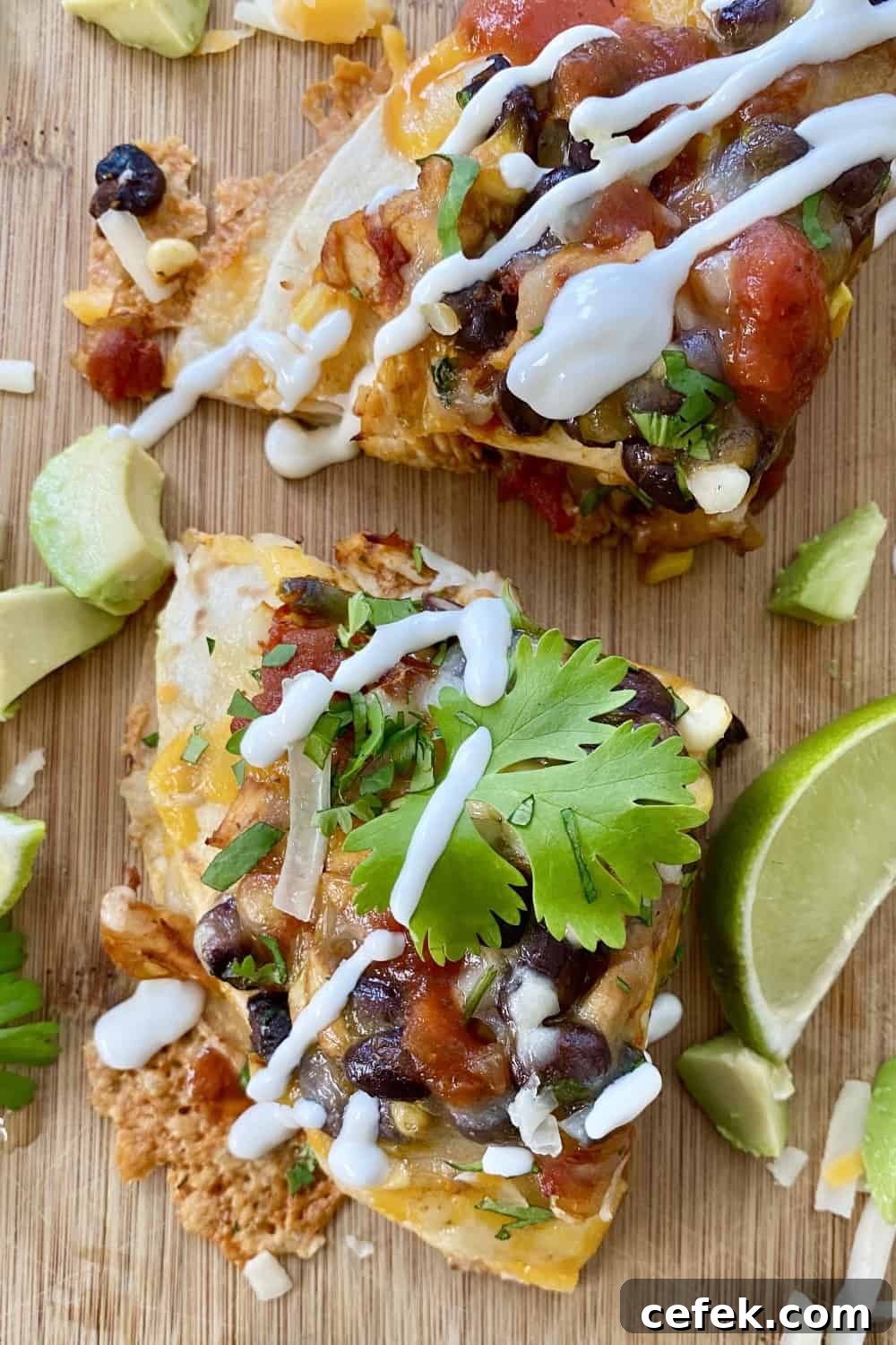 a wedge of a taco tower