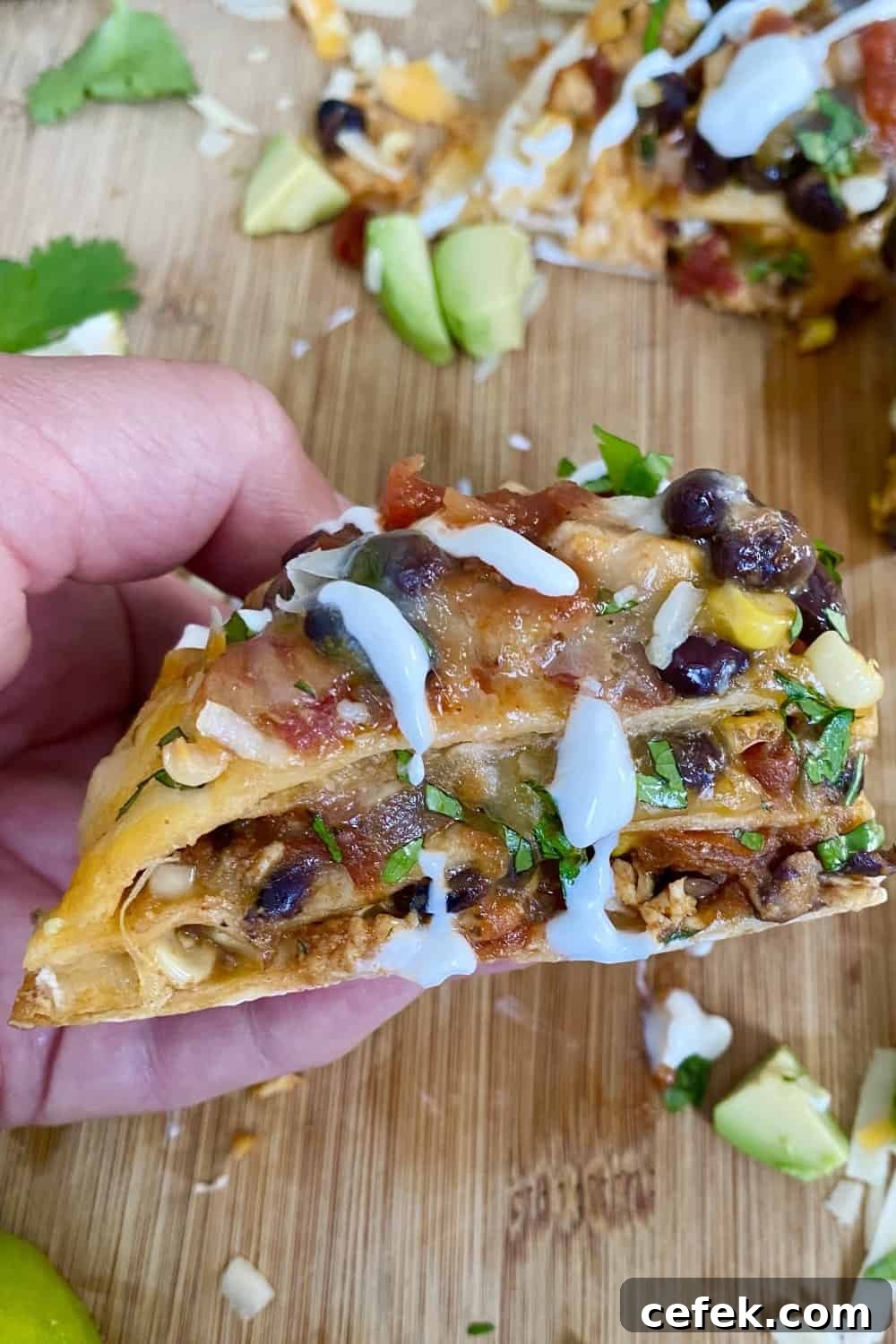 a wedge of a tortilla stack
