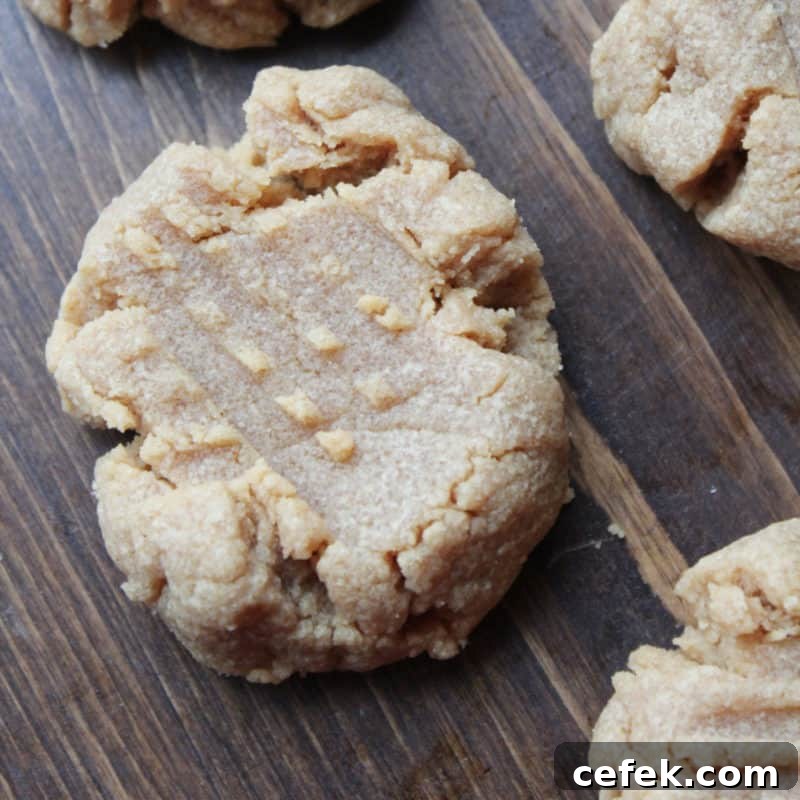3 Ingredient Peanut Butter Cookies on a wood board