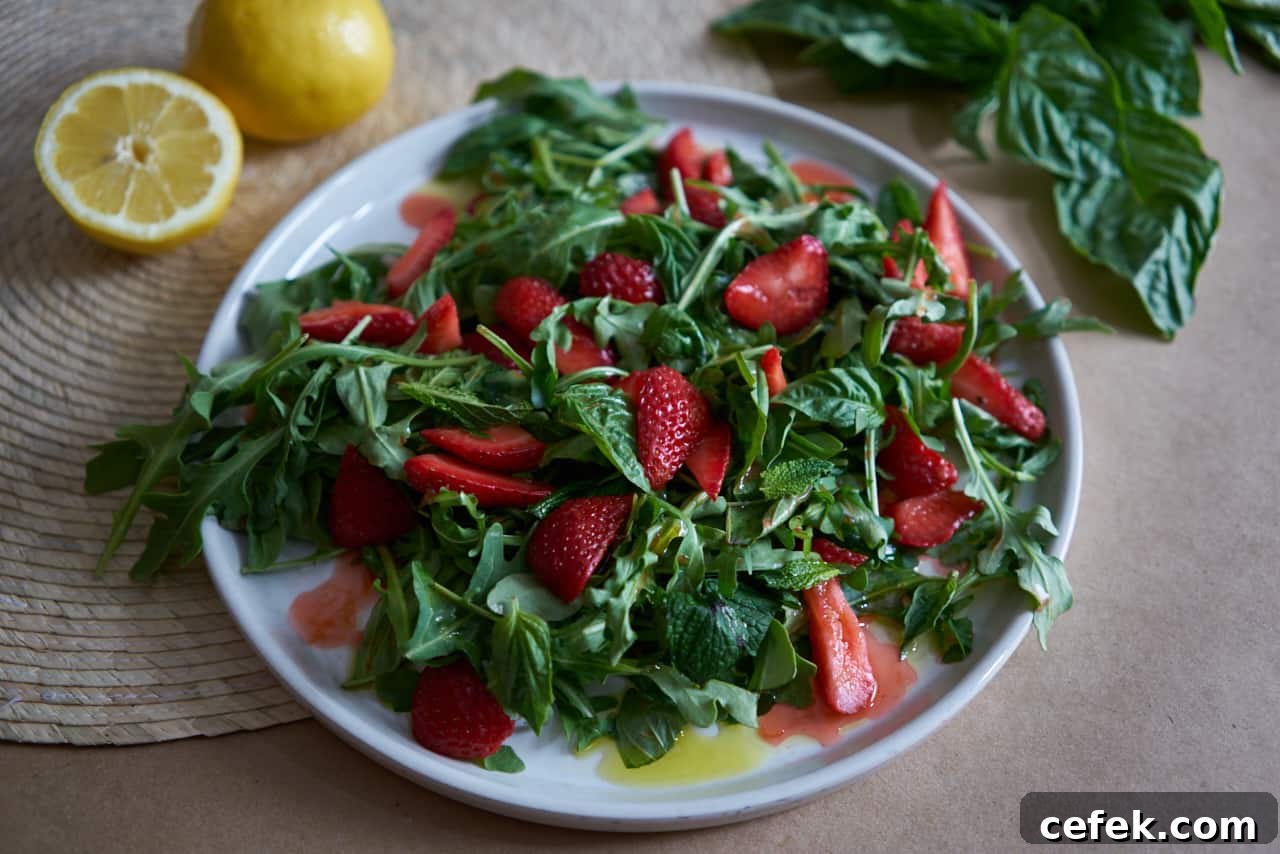 Strawberry arugula herb salad.