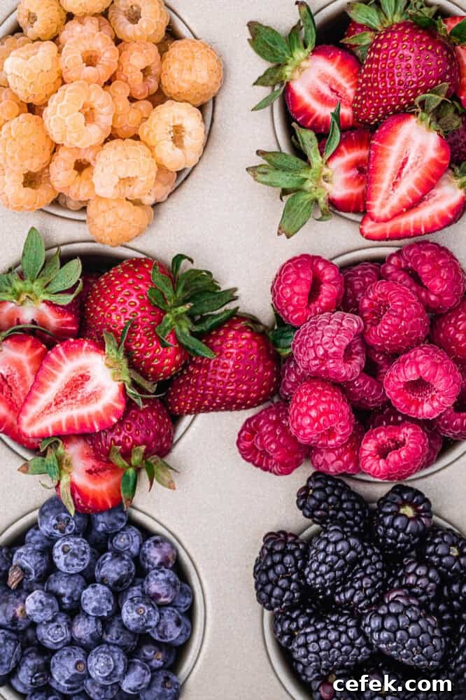 raspberries strawberries blueberries and blackberries for berry rhubarb galette
