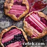 baked mini rhubarb galettes with jammy berry filling
