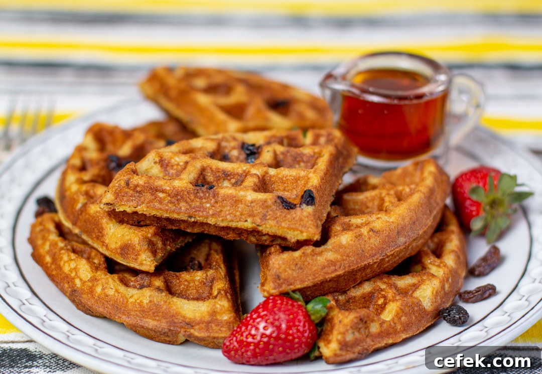 Karen's Irish Soda Bread Waffles with Maple Syrup and Strawberries