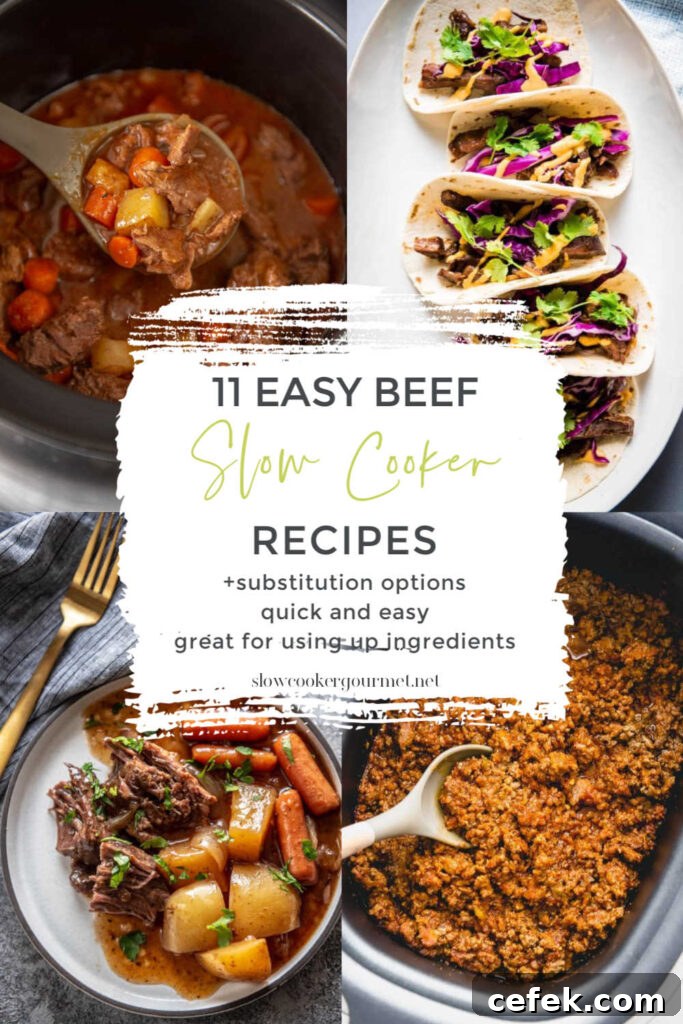 collage of beef recipes for slow cooker
