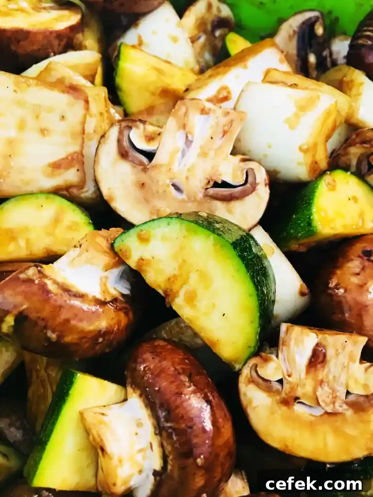 marinating veggies for the kabobs