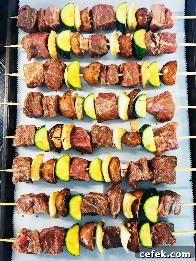 Traeger Hibachi Steak Skewers before on the grill