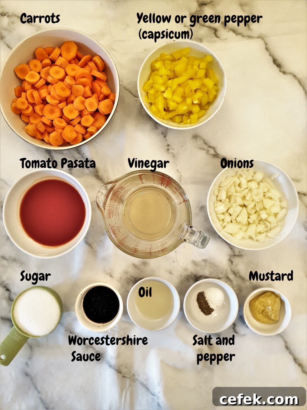 Ingredients for copper penny salad.