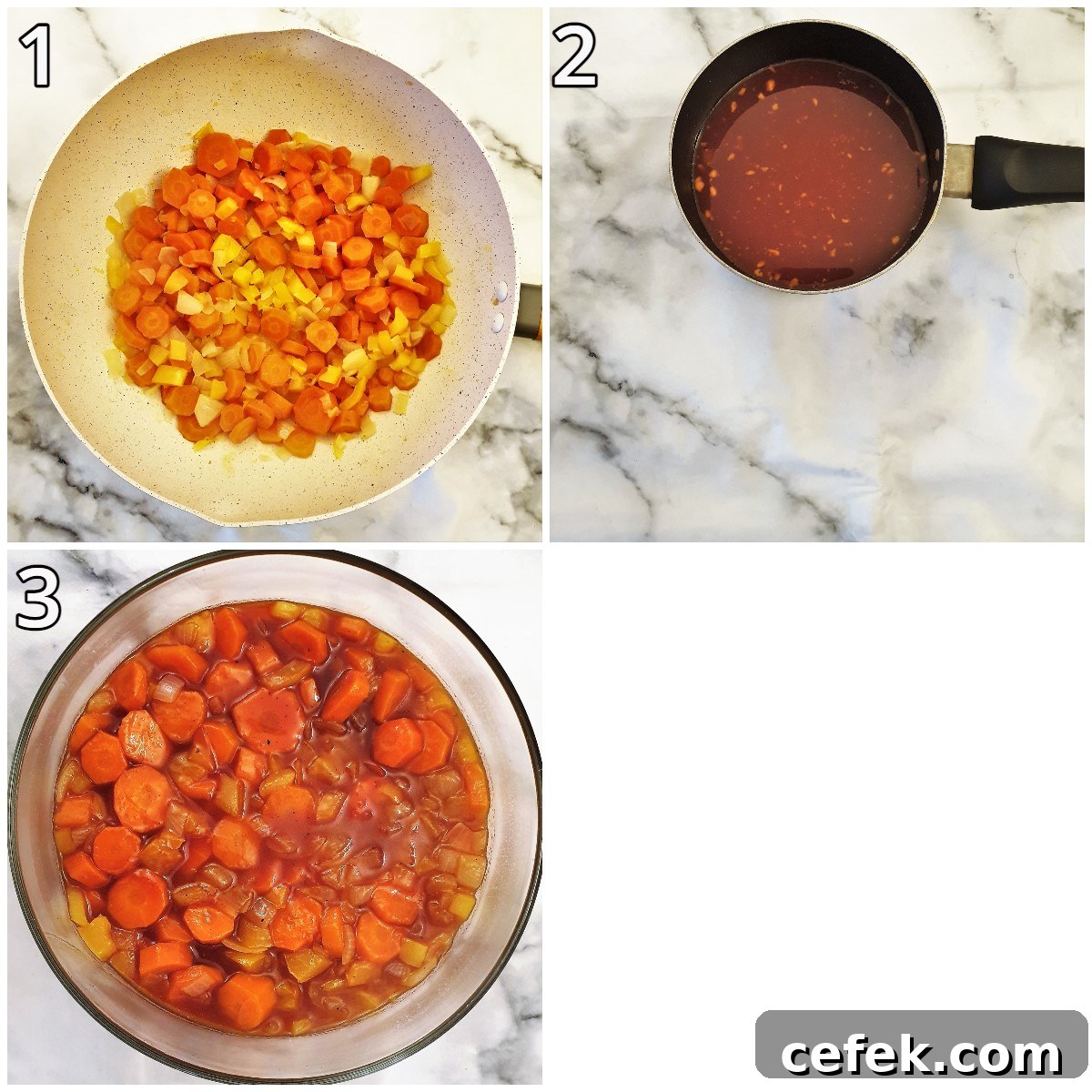 Steps for making copper penny salad.