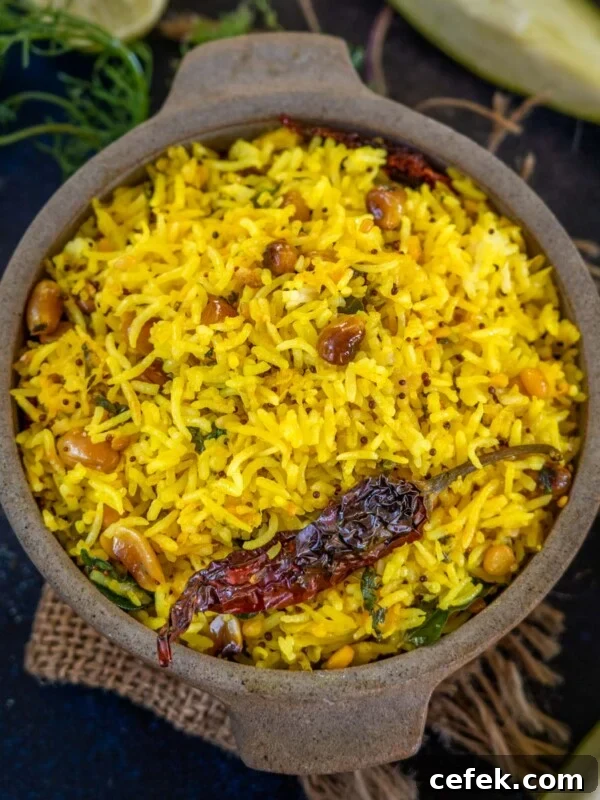 Green Mango Rice is a South Indian green mango-flavored rice.