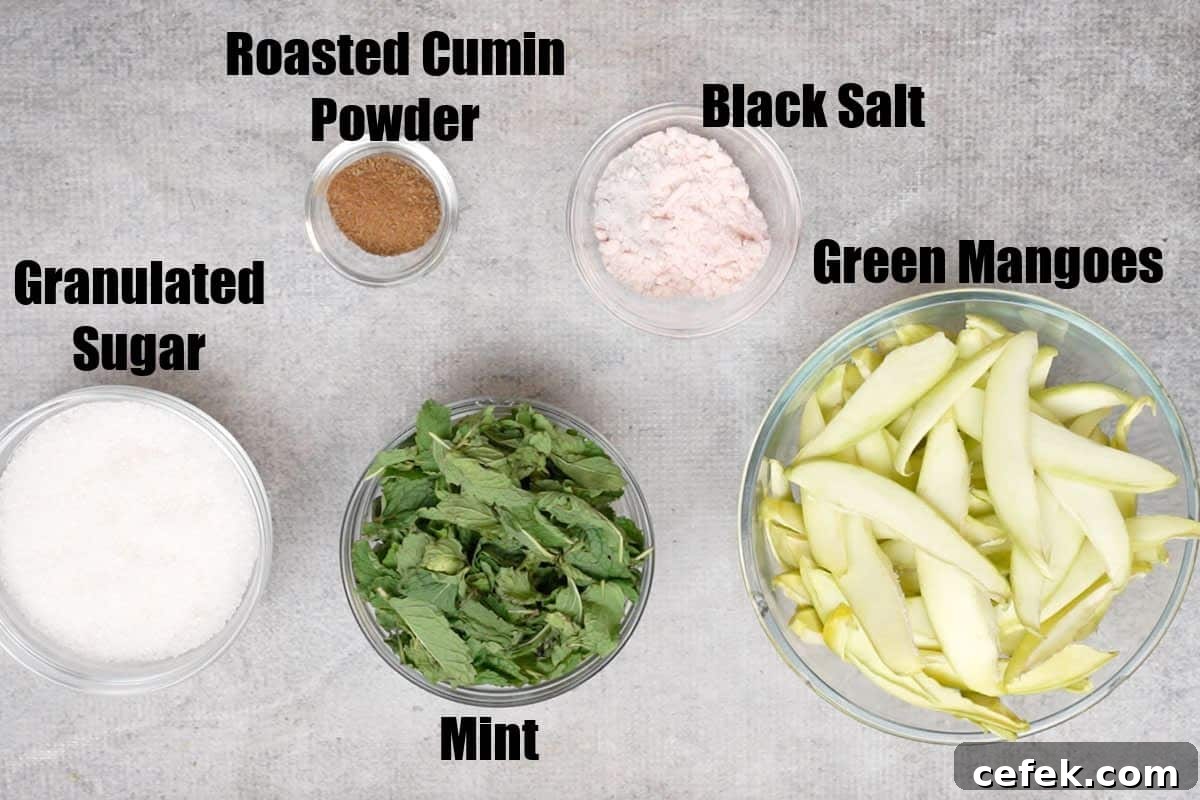 Aam panna ingredients.