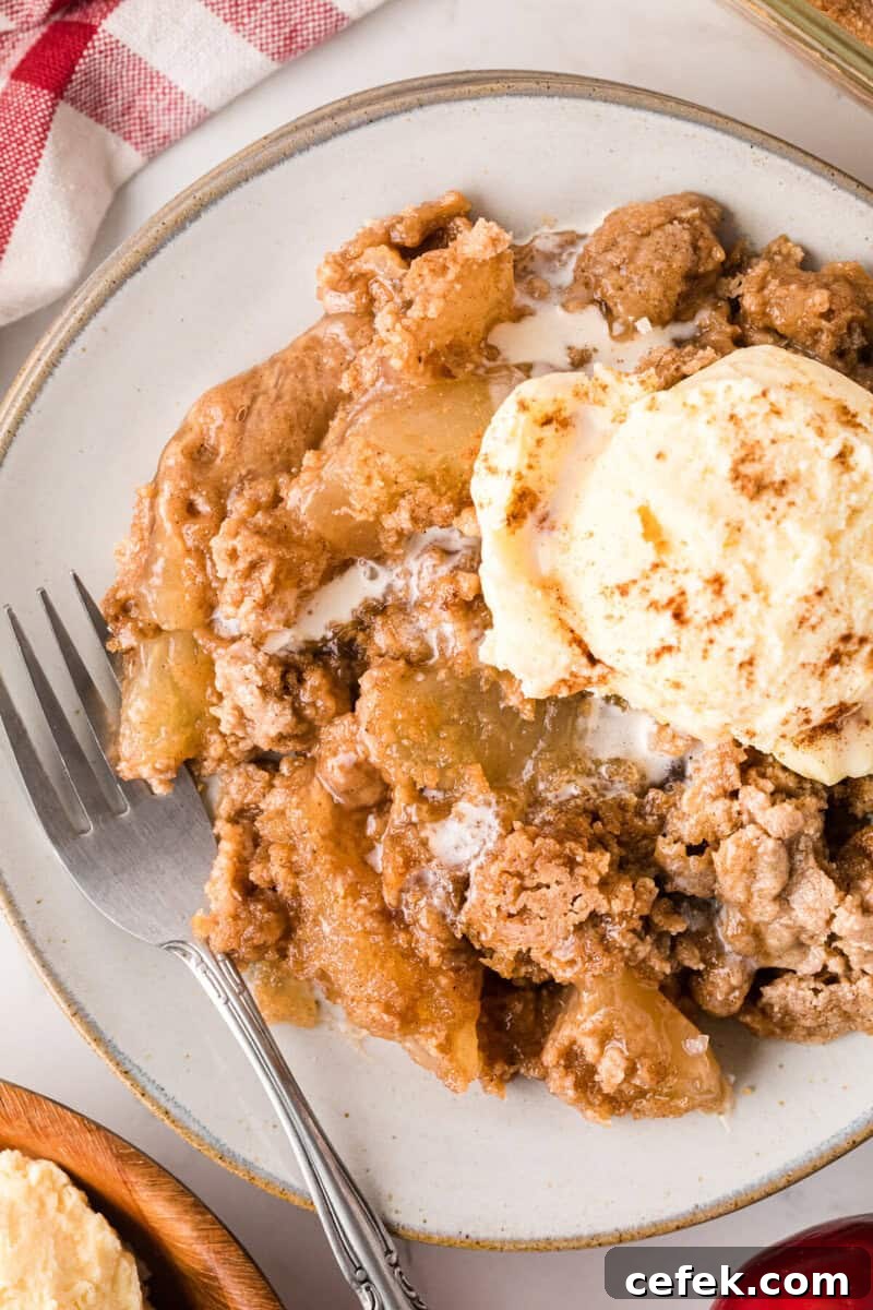 closeup of the Apple Spice Dump Cake.