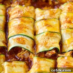 Chicken Stuffed Zucchini Enchiladas are a low carb enchilada recipe with a chicken filling